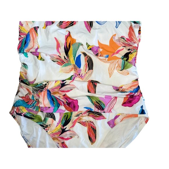 SOLD LA BLANCA Floral One Piece Swimsuit Women 16 Paradise Tropical Cross Back - Picture 10 of 16